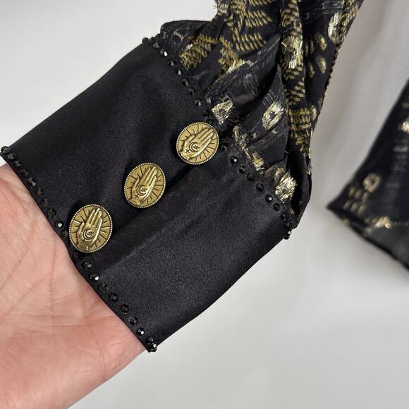 Camilla Ragland Blouse S‎ Cobra King Button Front Long Sleeve Party Luxury Sheer - Picture 4 of 14